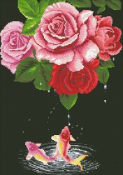 Набор "Паутинка" для изготовления картины со стразами арт.М356 Карпы и розы 35х50 см