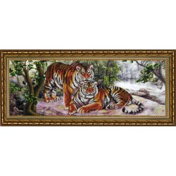 Рисунок на ткани (Бисер) КОНЁК арт. 9903 Амурские тигры 25х65 см