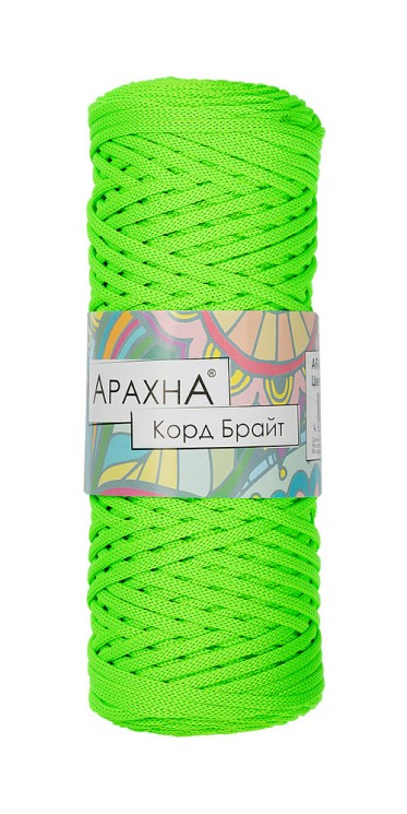 Пряжа ARACHNA Cord Bright (100% полиэфир) 3х210г/100 м цв.502 салатовый неон