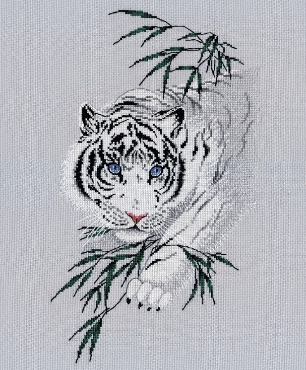 Набор для вышивания ОВЕН арт. 1438 Белый тигр 20х33 см