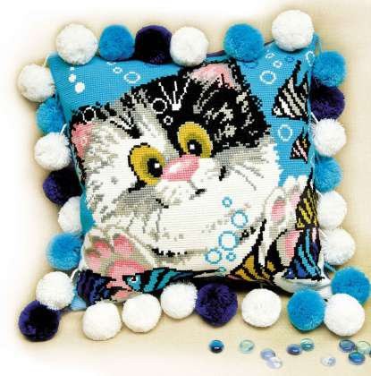 Набор для вышивания РИОЛИС арт.1100 Подушка Котёнок 30х30 см