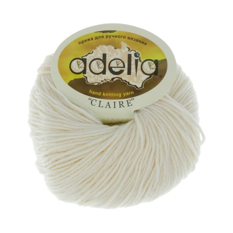 Пряжа ADELIA CLAIRE (50% шерсть, 50% акрил) 10х50г/138м цв.002 БЕЛЫЙ