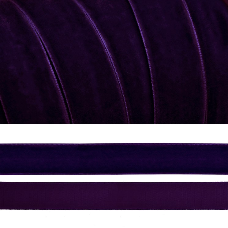 Лента бархатная арт.TBY.LB2059 нейлон шир.20мм цв.т.фиолетовый уп.20м
