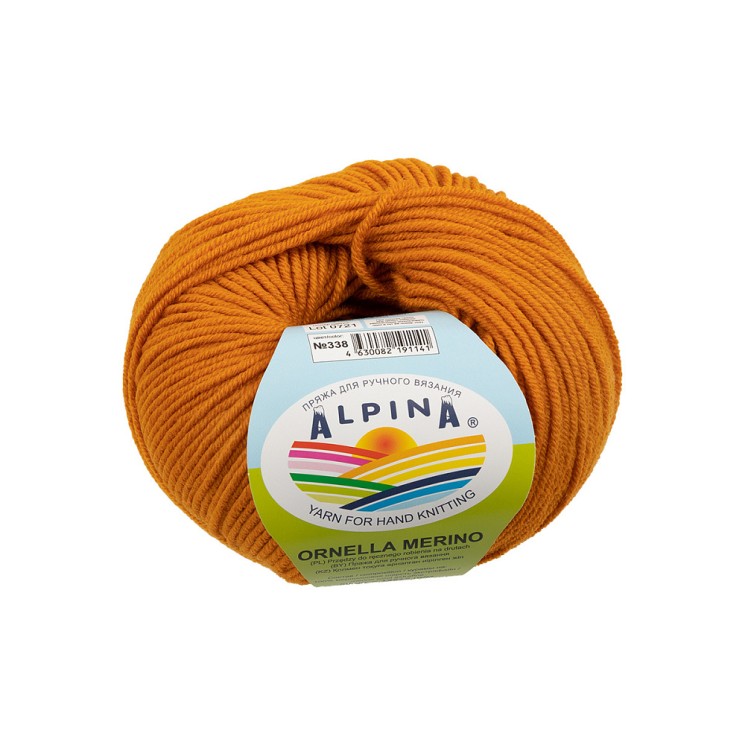 Пряжа ALPINA ORNELLA MERINO (100% мериносовая шерсть) 10х50г/125м цв.338 горчичный