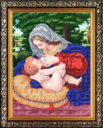 Рисунок на ткани бисером БЛАГОВЕСТ арт.К-3131 Мадонна с младенцем 31х44 см