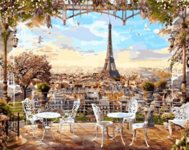 Картины по номерам Парижская терраса GX8876 40х50 тм Цветной