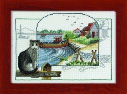 Набор для вышивания PERMIN арт.12-2306 Серая кошка 35х26 см