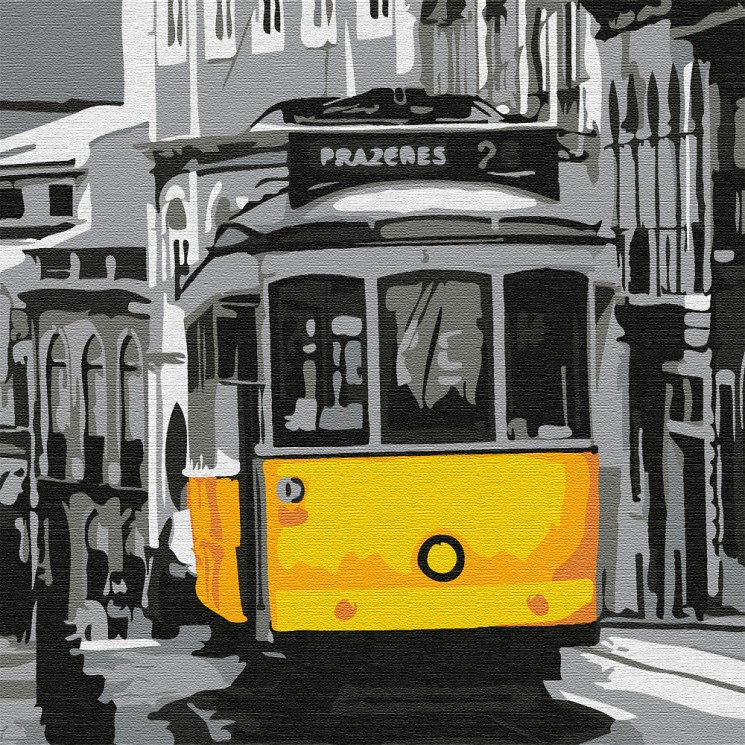 Картины по номерам Molly арт.KHM0060 Стариный трамвай (16 цветов) 30х30 см