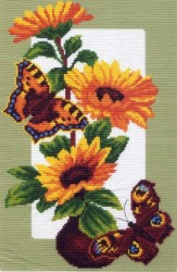 Рисунок на канве МАТРЕНИН ПОСАД арт.28х37 - 0473 Подсолнухи и бабочки