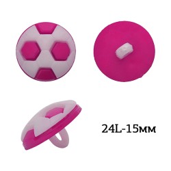 Пуговицы пластик Мячик TBY.P-2824 цв.06 яр.розовый 24L-15мм, на ножке, 50 шт