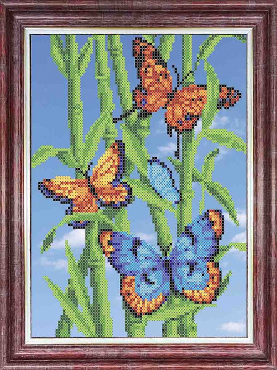 Рисунок на ткани КАРОЛИНКА арт. КББ-4007 Бабочки на бамбуке 18х27 см