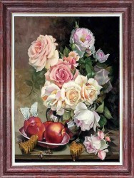 Рисунок для вышивки лентами КАРОЛИНКА арт. КЛ-3047 Розы с медом 27х34,2 см