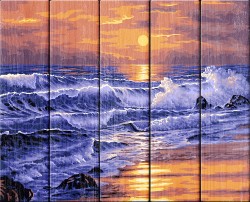 Картины по номерам на деревянной основе ФРЕЯ арт.PKW-1 66 Закат над морем 40х50 см