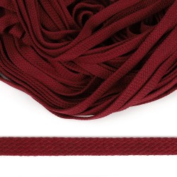 Шнур плоский х/б 12мм турецкое плетение цв.013 бордовый уп.50 м