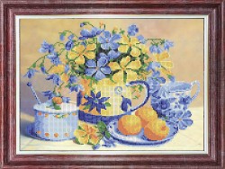 Рисунок на ткани КАРОЛИНКА арт. КБЦ-3055 Натюрморт с персиками 27х35,5 см