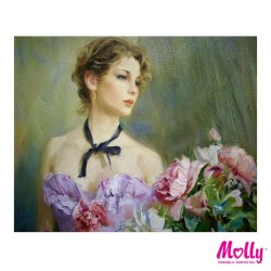 Картины по номерам Molly арт.KH0151 Константин Разумов. Портрет девушки с пионами (29 Красок) 40х50 см