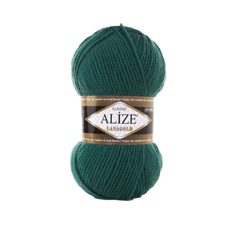 Пряжа для вязания Ализе LanaGold (49% шерсть, 51% акрил) 5х100г/240м цв.507 античный зеленый