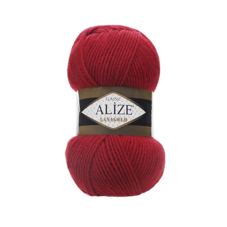 Пряжа для вязания Ализе LanaGold (49% шерсть, 51% акрил) 5х100г/240м цв.056 красный