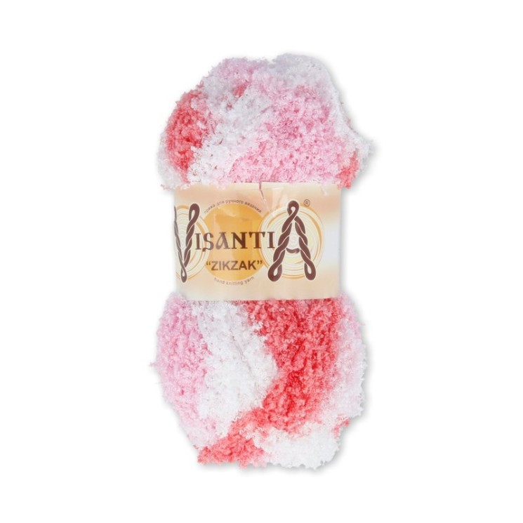 Пряжа VISANTIA ZIKZAK (100% полиэстер) 5х100г/100м цв.3010 розовый-св.красный упак
