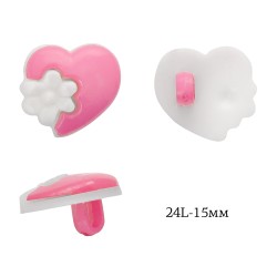 Пуговицы пластик Сердце TBY.P-3124 цв.04 розовый 24L-15мм, на ножке, 50 шт