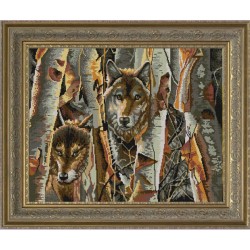 Рисунок на ткани (Бисер) КОНЁК арт. 9822 Волки в лесу 45х60 см