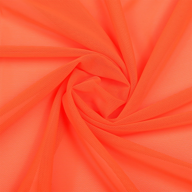 Сетка стрейч арт.OD-90-14 90г/м 95%нейлон+5%спандекс шир.152см цв.оранжевый неон рул.50-75 м