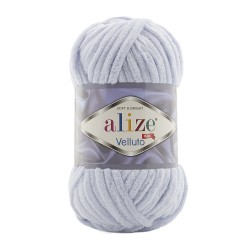 Пряжа для вязания Ализе Velluto (100% микрополиэстер) 5х100г/68м цв.416 серый