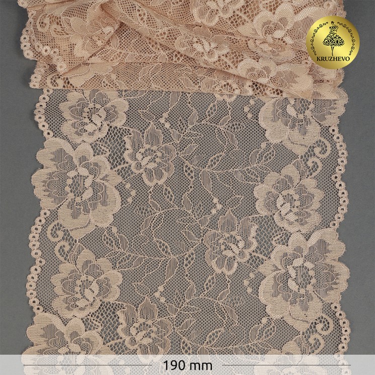 Кружево-стрейч KRUZHEVO арт.TBY.24 шир.190мм цв.бежевый уп.10м