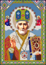 Алмазная мозаика Ah3147 Икона Святого Николая 22х30 ч/в