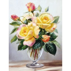 Картины мозаикой Molly арт.KM0733 Чайные розы (20 цветов) 15х20 см