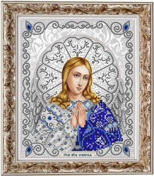 Рисунок на ткани бисером БЛАГОВЕСТ арт.ЖС-4008 Св.Ангел Хранитель в серебре