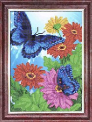 Рисунок на ткани КАРОЛИНКА арт. КББ-4009 Синие бабочки 18х25 см упак (1 шт)