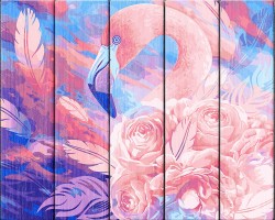 Картины по номерам на деревянной основе ФРЕЯ арт.PKW-1 40 Розовый фламинго 40х50 см