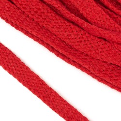 Шнур плоский х/б 15мм турецкое плетение цв.012 красный уп.50 м
