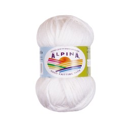 Пряжа ALPINA NORI (56% акрил, 44% хлопок) 10х50г/100м цв.02 белый
