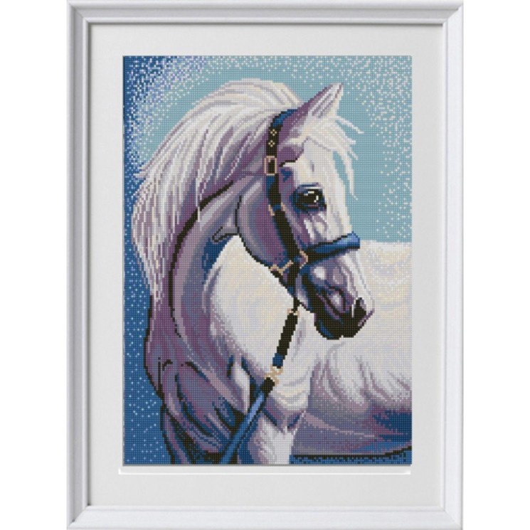 Рисунок на ткани (Бисер) КОНЁК арт. 1304 Белая лошадь 29х39 см