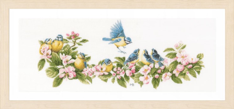 Набор для вышивания LANARTE арт.PN-0173176 Синица и цветы 26х61 см