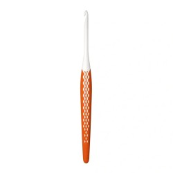 218486 PRYM Крючок для вязания "Ergonomics" 4,5мм/16см, high-tech полимер, белый/оранжевый
