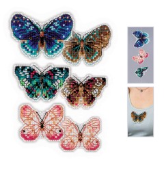 Набор для вышивания РИОЛИС арт.1997АС Парящие бабочки 9х6см, 8х5см, 6х5см