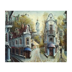 Картина по номерам с цветной схемой на холсте Molly арт.KK0611 Улочки старой Москвы (20 цветов) 30х40 см