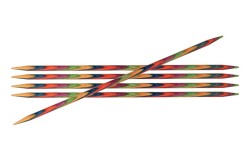 20113 Knit Pro Спицы чулочные "Symfonie" 6мм/20см, дерево, многоцветный, 5шт