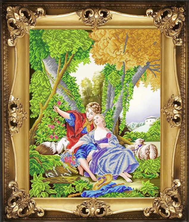 Рисунок на ткани бисером БЛАГОВЕСТ арт.К-2004 Пастушок и дворянка 42х55 см