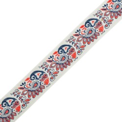 Лента Славянский орнамент. Оберег арт.с3774г17 рис.9017 шир.32мм цв.белый-черный-красный уп.25м