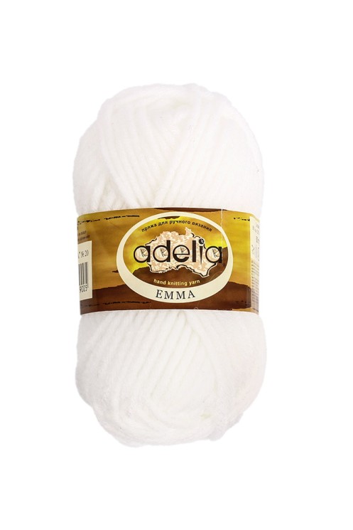 Пряжа ADELIA EMMA (80% акрил, 20% шерсть) 10х50г/50м цв.20 БЕЛЫЙ