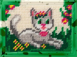 Набор для вышивания с пряжей BAMBINI арт.X2129 Кошка среди цветов 10х14 см