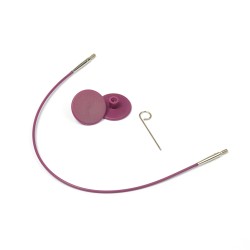 10500 Knit Pro Тросик (заглушки 2шт, ключик) для съемных укороченных спиц, длина 20см (готовая длина спиц 40см), фиолетовый