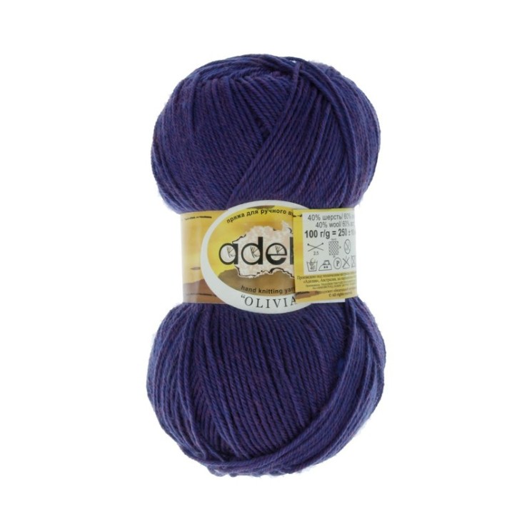 Пряжа ADELIA OLIVIA (60% акрил, 40% шерсть) 5х100г/250м цв.16 фиолетовый меланж