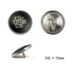 Пуговицы металлические С-ME337 цв.серебро/черный 24L-15мм, на ножке, 24шт