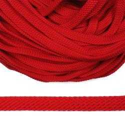 Шнур плоский полиэфир 10 мм турецкое плетение цв.113 красный уп.50 м