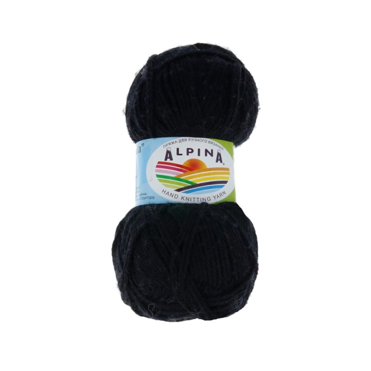 Пряжа ALPINA PAULA (60% мериносовая шерсть, 20% натуральный шелк, 20% нейлон) 3х50г/175м цв.02 черный